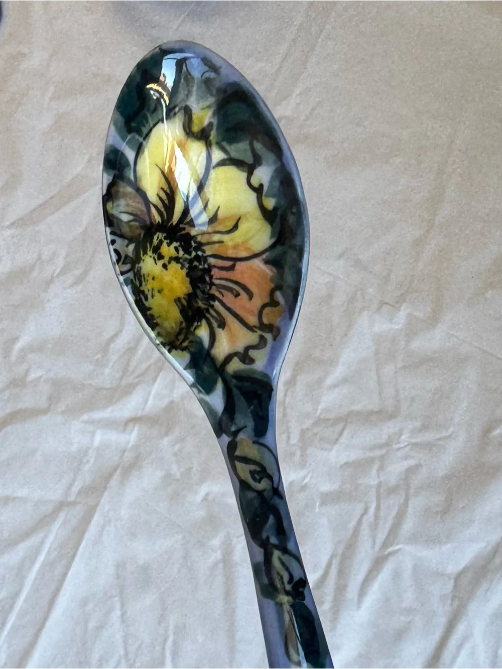 Polish Pottery Blue Ceramic Spoon